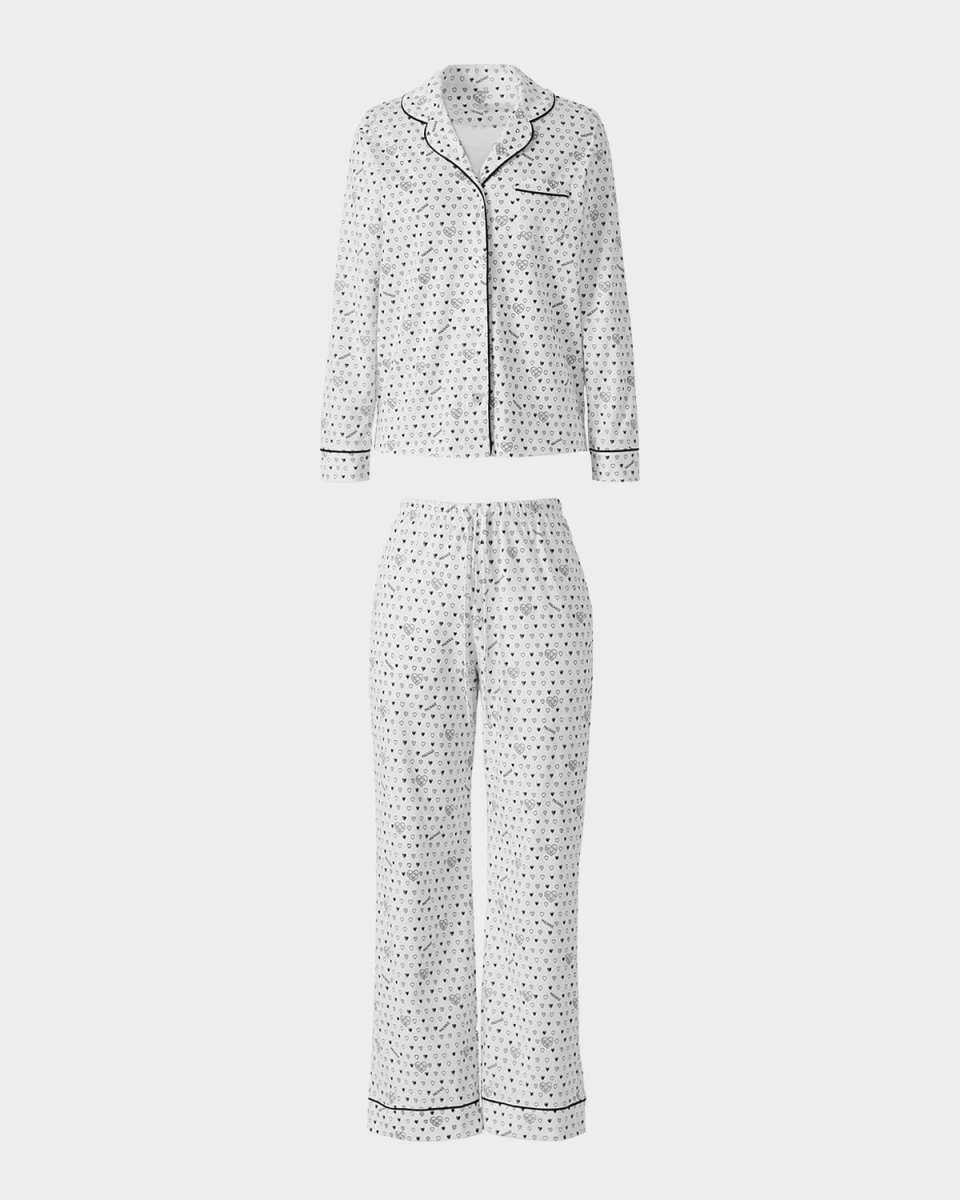 x Roller Rabbit Heart-Print Cotton Pajama Set